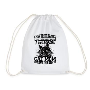 Super Cat Mom Cat Cat Lover - Drawstring Bag - white - Front