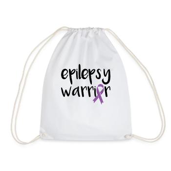 Humorous Epilepsy Fighter Childrens Violet Stripe - Drawstring Bag - white - Front