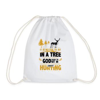 Novelty Sit At Tree Thinking About God Religious - Drawstring Bag - white - Front