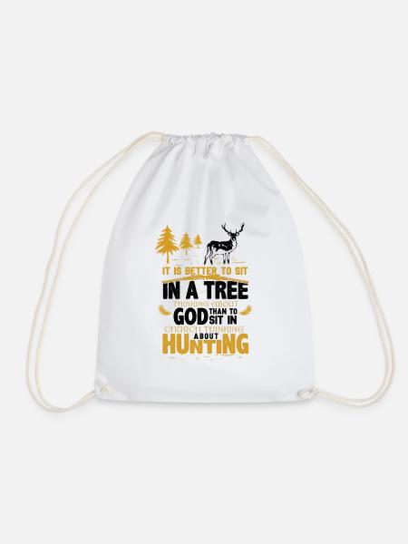 Neuheit Sitzen Sie am Baum und denken Sie über Gott religiös - Turnbeutel - Weiß