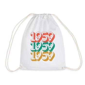Anniversaire année 1959 / Vintage 1959 / Rétro 59 - Sac de sport léger - blanc - Devant