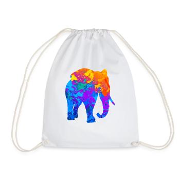 Elephant Elephant Silhouette Gift - Drawstring Bag - white - Front