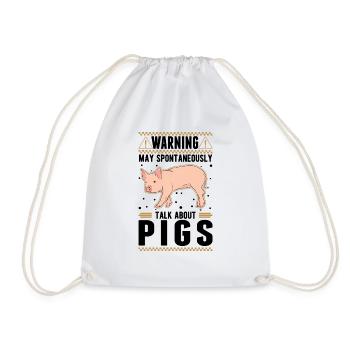 Warnung Schweine Geschenk Landwirt Schweinchen - Turnbeutel - Weiß - Vorne