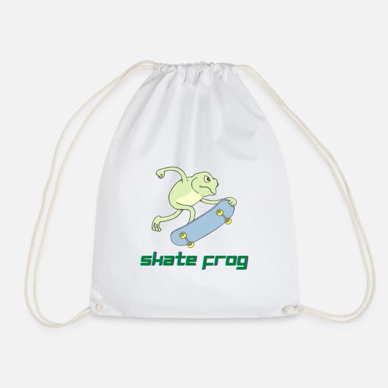 Skate Frog - Drawstring Bag - white