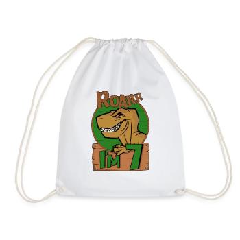 7 ans T Rex Dinosaure Anniversaire Garçon à 7 ans - Sac de sport léger - blanc - Devant