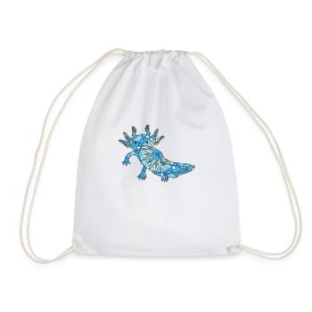 Mandala Axolotl Geometric Pattern Art - Drawstring Bag - white - Front