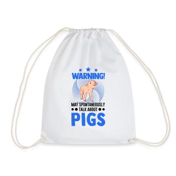 Warnung Schweine Geschenk Landwirt Schweinchen - Turnbeutel - Weiß - Vorne
