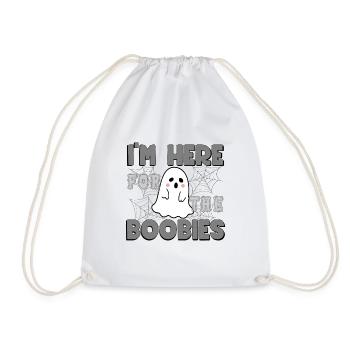 I'm Just Here For The Boobies Funny Ghost Costume - Drawstring Bag - white - Front