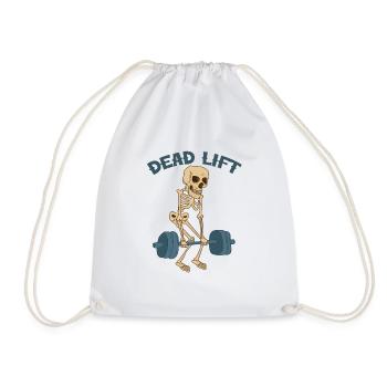 Halloween Fitness Skeleton Weightlifting Deadlift - Drawstring Bag - white - Front
