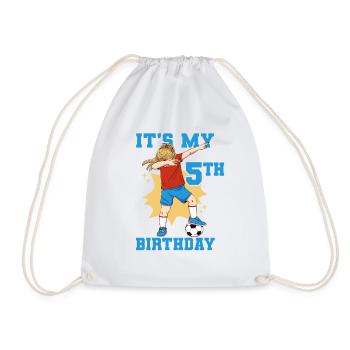 It's My 5th Birthday Girl Soccer - Drawstring Bag - white - Front