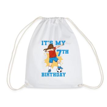 It's My 7th Birthday Girl Soccer - Drawstring Bag - white - Front