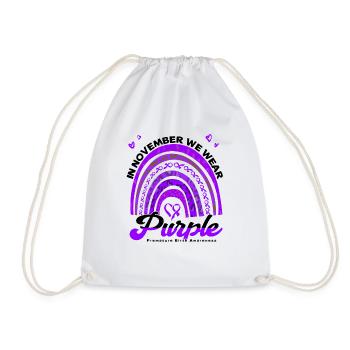 Premature Birth Conscious Purple Bow - Drawstring Bag - white - Front