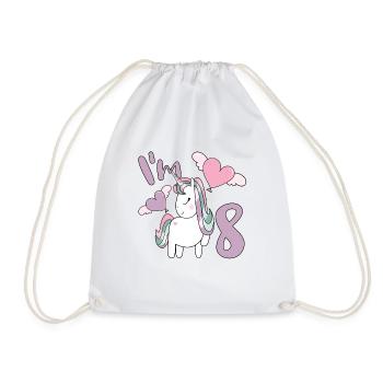 8th Birthday Girl Unicorn 8 Years Old Bday Party - Drawstring Bag - white - Front