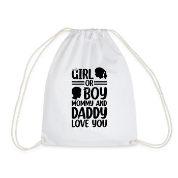 Fille ou garçon Maman et Papa t’aiment - Baby Shower - Sac de sport léger - blanc - Devant