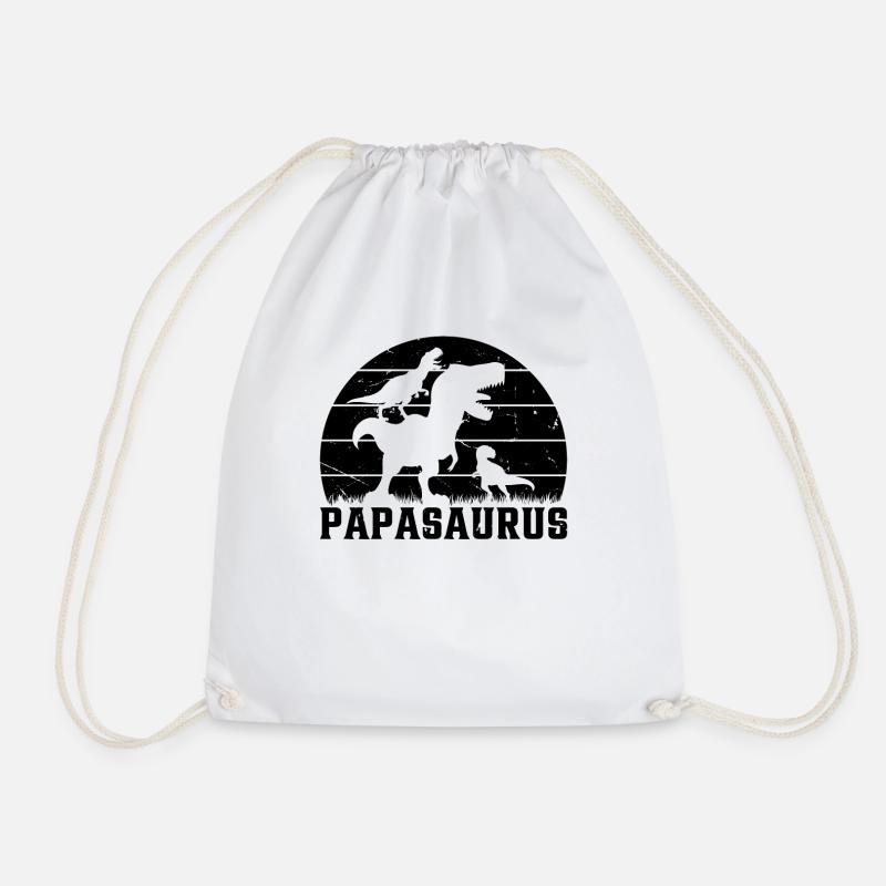 Papa Saurus Dino Papa with two Kids - Papasaurus - Turnbeutel - Weiß