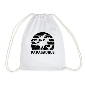 Papa Saurus Dino Papa avec trois enfants - Papasaurus - Sac de sport léger - blanc - Devant