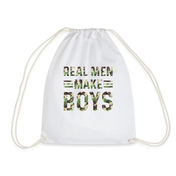Boy Daddy Announcement - Real Men Make Boys Daddy - Drawstring Bag - white - Front
