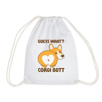 Dog Lovers Funny Dog Popo Welsh Corgi - Drawstring Bag - white - Front