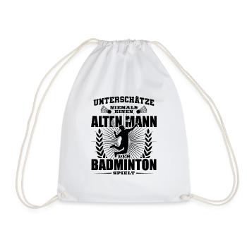 Alter Mann der Badminton spielt - Turnbeutel - Weiß - Vorne