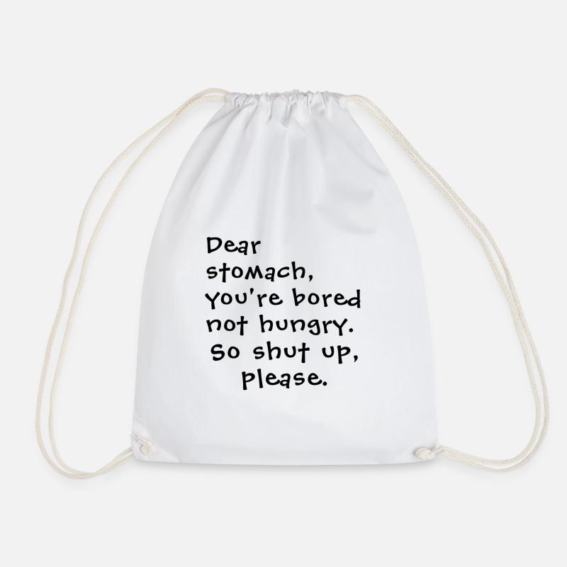 Dear Stomach - Drawstring Bag - white
