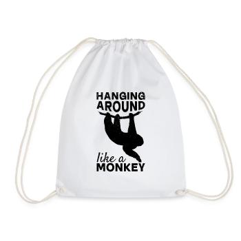 Monkey Lover - Hanging Around Like A Monkey - Drawstring Bag - white - Front