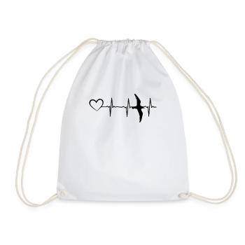 Bird Heartline Heart Bird Watcher Bird Lover Bird - Drawstring Bag - white - Front