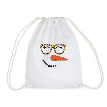 Niedlicher Schneemann Gesicht Winter Kopf Dezember Weihnachten - Turnbeutel - Weiß - Vorne