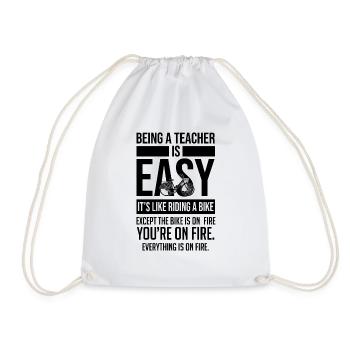 Humorous Teacher Is Easy Like Riding A Bike - Drawstring Bag - white - Front