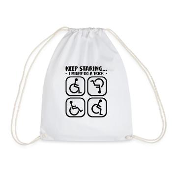 Handicapped Wheelchair Cyborg Leg Arm Amputee - Drawstring Bag - white - Front