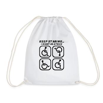 Handicapped Wheelchair Cyborg Leg Arm Amputee - Drawstring Bag - white - Front