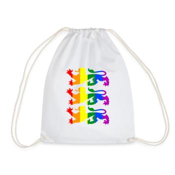 England Football Patriotic English LGBTQ Rainbow L - Drawstring Bag - white - Front