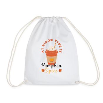 Blood Type Spice Pumpkin Fall Season Autumn - Drawstring Bag - white - Front