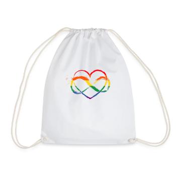 Hilarious Multicolor Hearts Prideful Supporting - Drawstring Bag - white - Front