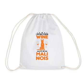 Malinois and wine Belgian Shepherd - Drawstring Bag - white - Front