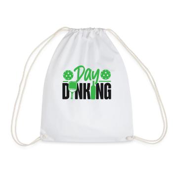 Pickleball Pun Wine Day Dinking - Drawstring Bag - white - Front