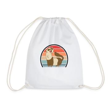Ferret Retro Weasel Vintage - Drawstring Bag - white - Front