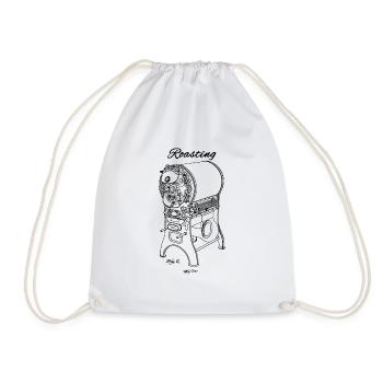 Roastery Coffee Beans Drawing Roasting Machine - Drawstring Bag - white - Front