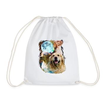 3 Moon Labrador Dog Lover Cool Animal Pet Novelty - Drawstring Bag - white - Front