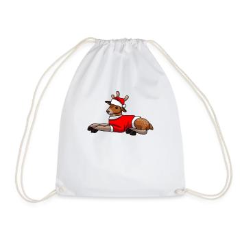 Reh Weihnachtsmütze - Turnbeutel - Weiß - Vorne