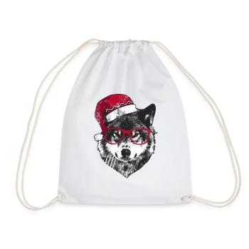 Mürrischer Weihnachtswolf - Turnbeutel - Weiß - Vorne