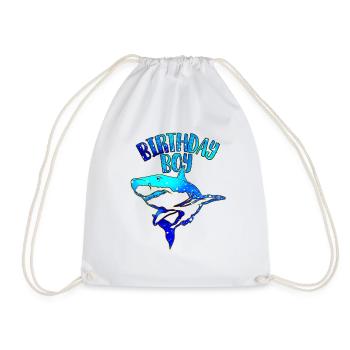 Birthday Boy - Shark Theme - Drawstring Bag - white - Front