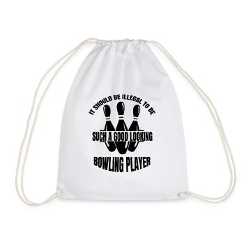 Bowling Skittles, Bowler Skittles, Gift Bowling Ball - Drawstring Bag - white - Front
