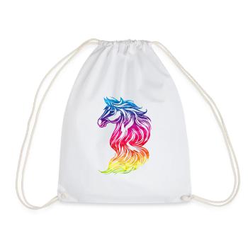 Kunstvolles Einhorn in Regenbogenfarben - Turnbeutel - Weiß - Vorne