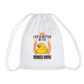 Life is better with rubber ducks - Drawstring Bag - white - Front