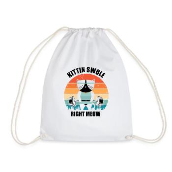Hilarious Kitten Swole Exercise Exercising Kitten - Drawstring Bag - white - Front