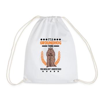 Groundhog Thing Groundhog Day Marmot - Drawstring Bag - white - Front