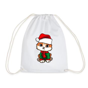 Chat avec pull de Noël - Sac de sport léger - blanc - Devant