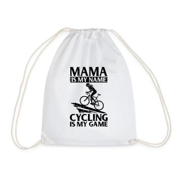 Road Bike Mama Is My Name Cycling Is My Game - Drawstring Bag - white - Front