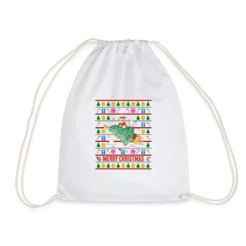 Ugly Xmas Sweater Merry Christmas Santa Witzig - Turnbeutel - Weiß - Vorne