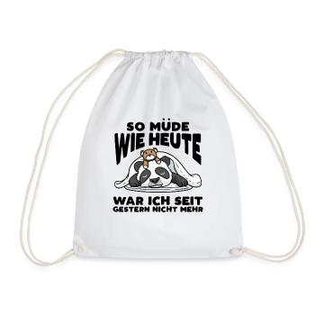 Schlafender Panda Mit Plüschtier Schlaf - Turnbeutel - Weiß - Vorne